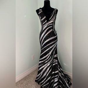 Jovani Black and Silver Prom Dress